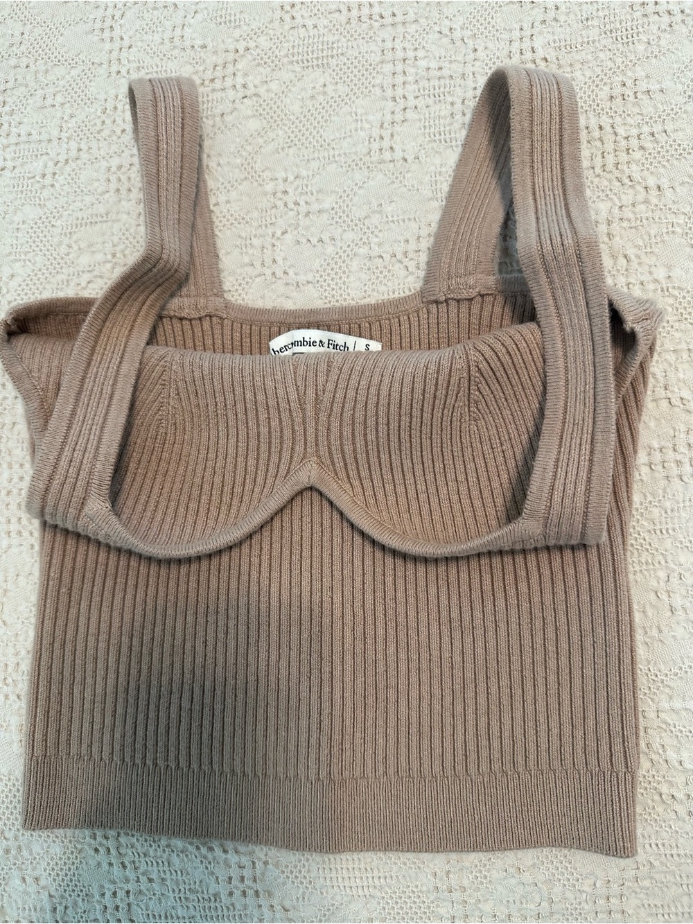 Abercrombie & Fitch Ribbed Taupe Tank Top S - Picture 4 of 5